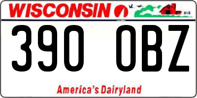 WI license plate 390OBZ