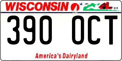 WI license plate 390OCT