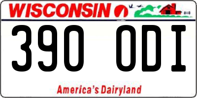 WI license plate 390ODI