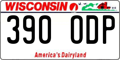 WI license plate 390ODP