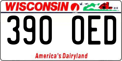 WI license plate 390OED
