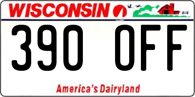 WI license plate 390OFF