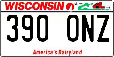 WI license plate 390ONZ
