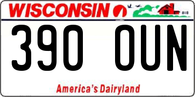 WI license plate 390OUN