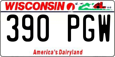 WI license plate 390PGW