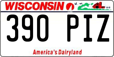 WI license plate 390PIZ