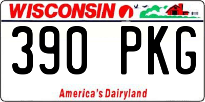 WI license plate 390PKG