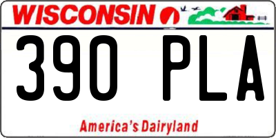 WI license plate 390PLA