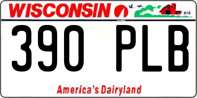 WI license plate 390PLB