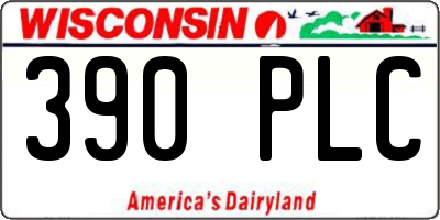 WI license plate 390PLC