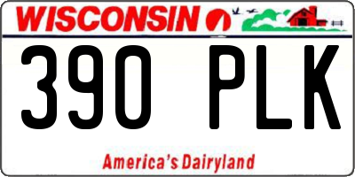 WI license plate 390PLK