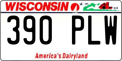 WI license plate 390PLW