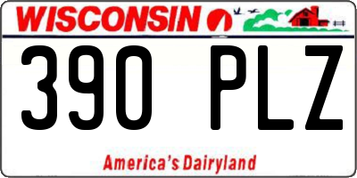 WI license plate 390PLZ