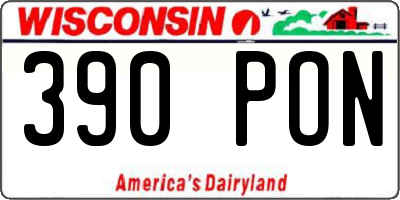 WI license plate 390PON