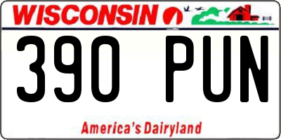 WI license plate 390PUN