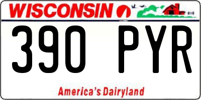 WI license plate 390PYR