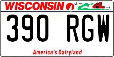 WI license plate 390RGW