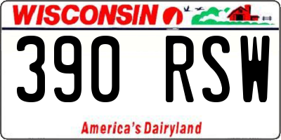 WI license plate 390RSW