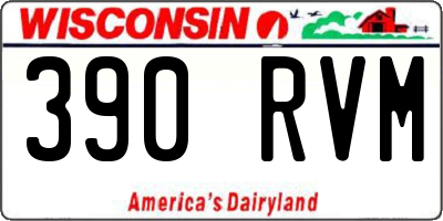 WI license plate 390RVM