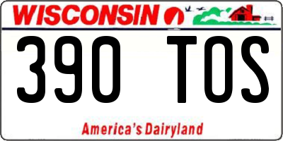 WI license plate 390TOS