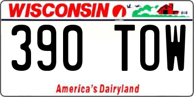 WI license plate 390TOW