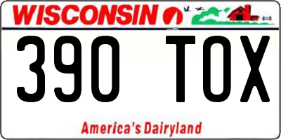 WI license plate 390TOX