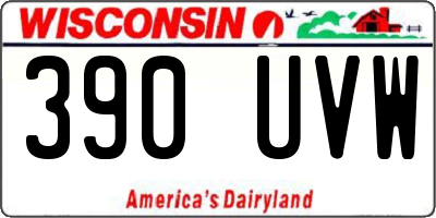 WI license plate 390UVW