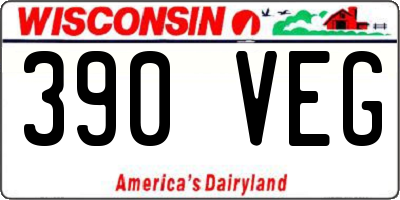 WI license plate 390VEG