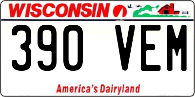 WI license plate 390VEM