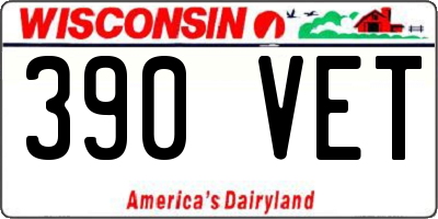 WI license plate 390VET