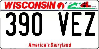 WI license plate 390VEZ