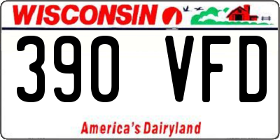 WI license plate 390VFD