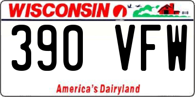 WI license plate 390VFW