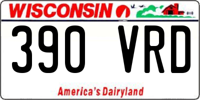 WI license plate 390VRD