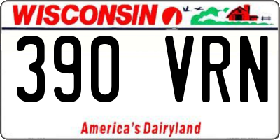 WI license plate 390VRN