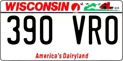 WI license plate 390VRO