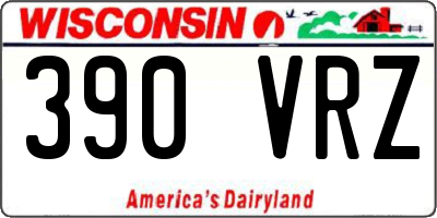 WI license plate 390VRZ