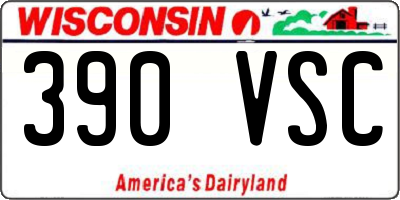 WI license plate 390VSC