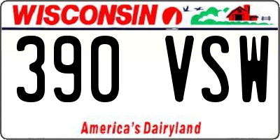 WI license plate 390VSW