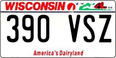 WI license plate 390VSZ