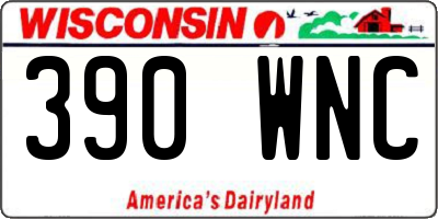 WI license plate 390WNC