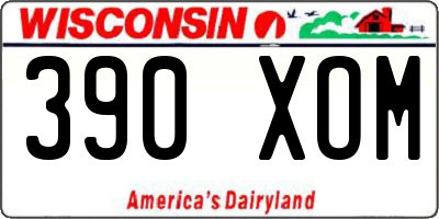 WI license plate 390XOM