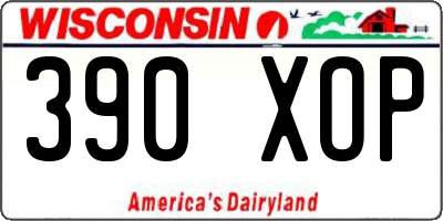 WI license plate 390XOP