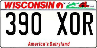 WI license plate 390XOR