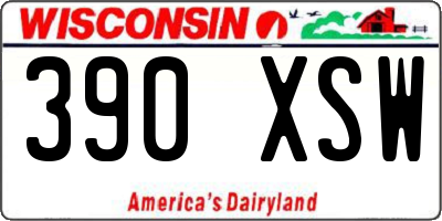 WI license plate 390XSW