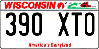 WI license plate 390XTO