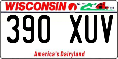 WI license plate 390XUV