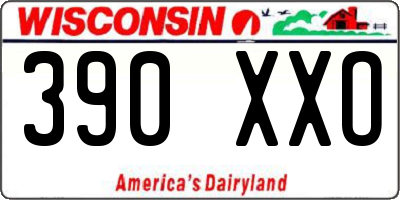 WI license plate 390XXO