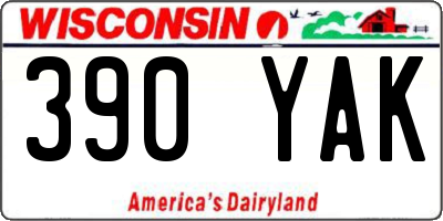 WI license plate 390YAK