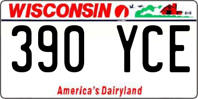 WI license plate 390YCE